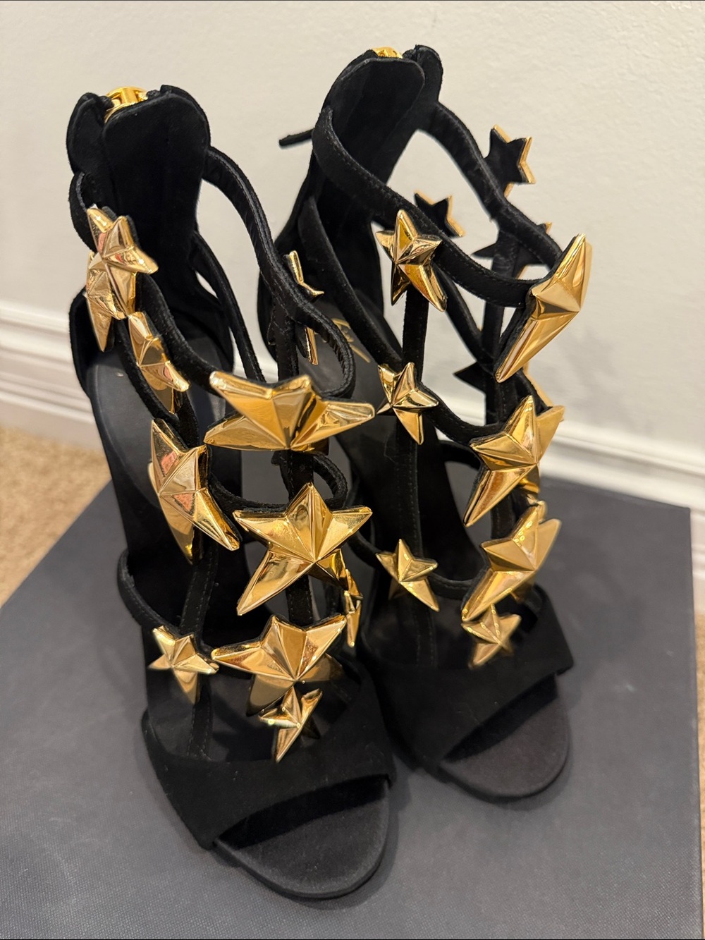Giuseppe Zanotti Black Suede Star Heels | EU 37 | NEW | Iconic Design - Picture 11 of 12